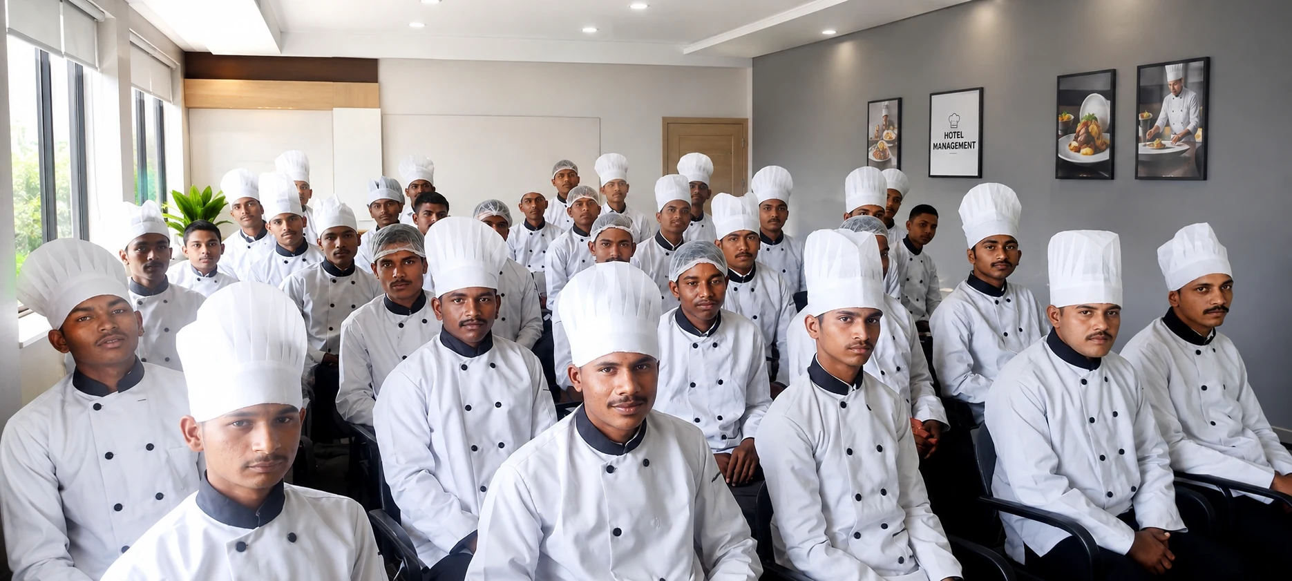 GTI hospitality students in chef uniforms